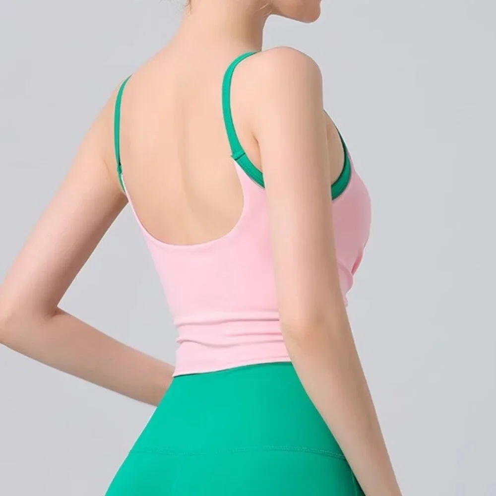 Shock-proof fitness bra with chest pad tank top yoga suit - Picture 2 of 6